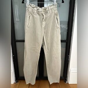 ZARA Woman High Waisted Green Paperbag Baggy Jeans